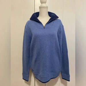 100% Irish WOOL SWEATER by Irelands Eye MENS Blue 1/4 Size Medium